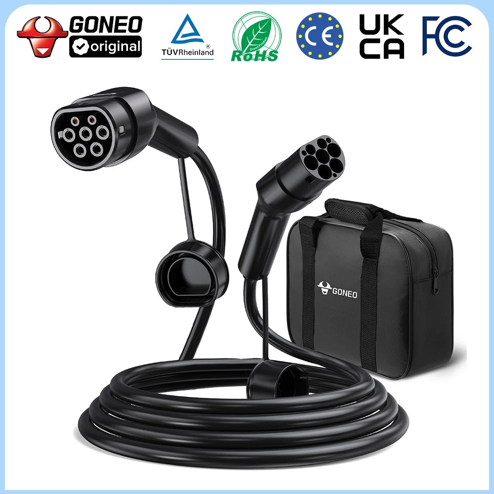 Goneo-Câble de Chargement existent Électrique, EV/PHEV, Type 2, 3 Phases, 22kw, 11kw, 7kw, Vop 2 à Vop 2, Hybrid Auto Cable T2