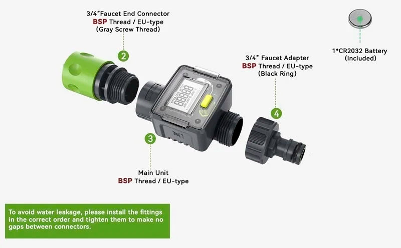 Débitmètre d'eau numérique, compteur d'eau pour camping-car, tuyau de jardin extérieur, Irrigation, consommation d'eau de mesure de voyage pour camping-car