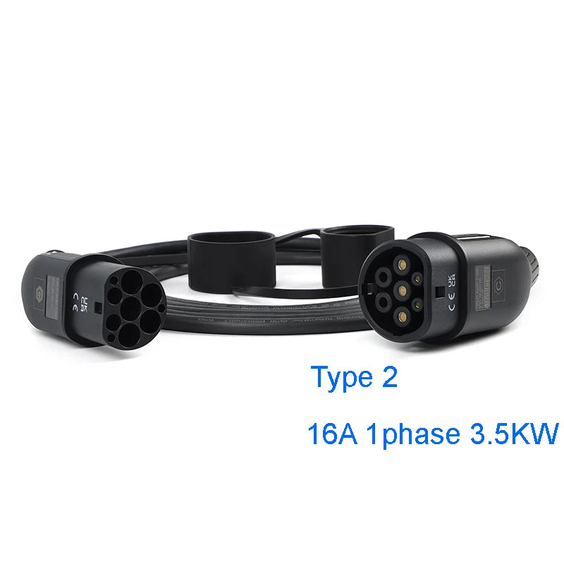 Câble de chargement de rue EV étanche pour Station Wallbox 5M 3.5KW-22KW Type 2 Type 1 Mode 3 noir