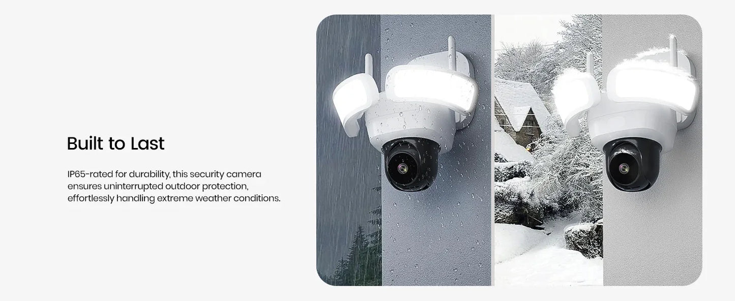 AOSU 5MP UHD WiFi Projecteur Caméra Extérieure 360 °   Vue couleur Vision nocturne Caméra de sécurité sans fil Détection PIR Audio bidirectionnel