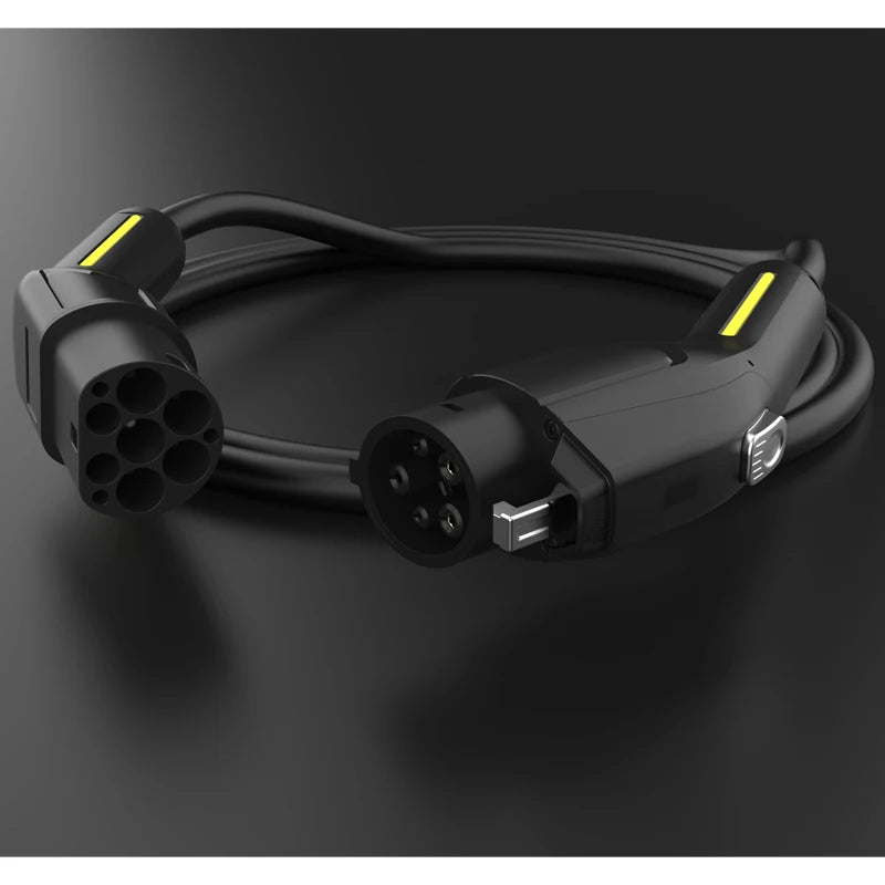 Câble de chargement de rue EV étanche pour Station Wallbox 5M 3.5KW-22KW Type 2 Type 1 Mode 3 noir