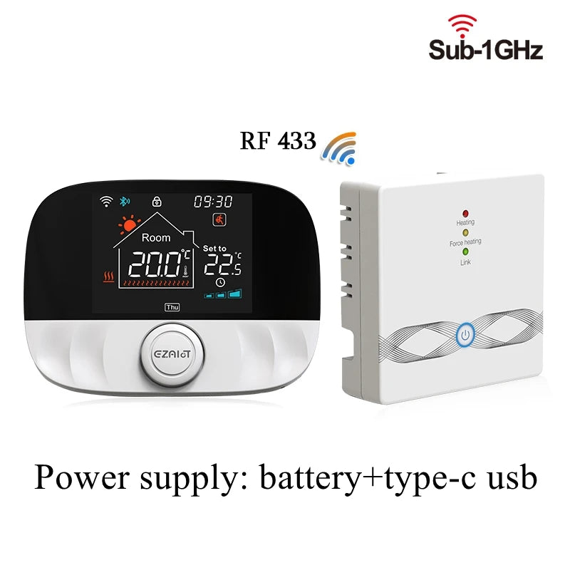 Thermostat sans fil WiFi RF433, pour chauffage au sol, eau, chaudière à gaz, pièce de maison, contrôleur de température Programmable intelligent Tuya