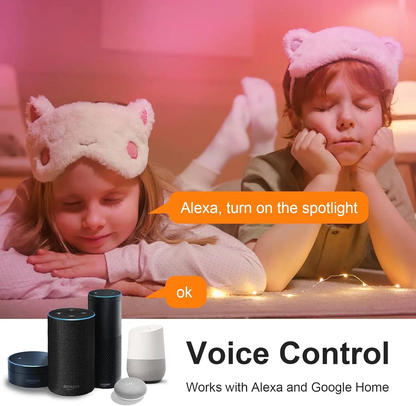 Ampoule réfléchissante Alexa, 4.5W, 350LM, ampoules intelligentes multicolores, contrôle d'application, compatible avec Alexa, Google Home, RVB et 2700K-6500K