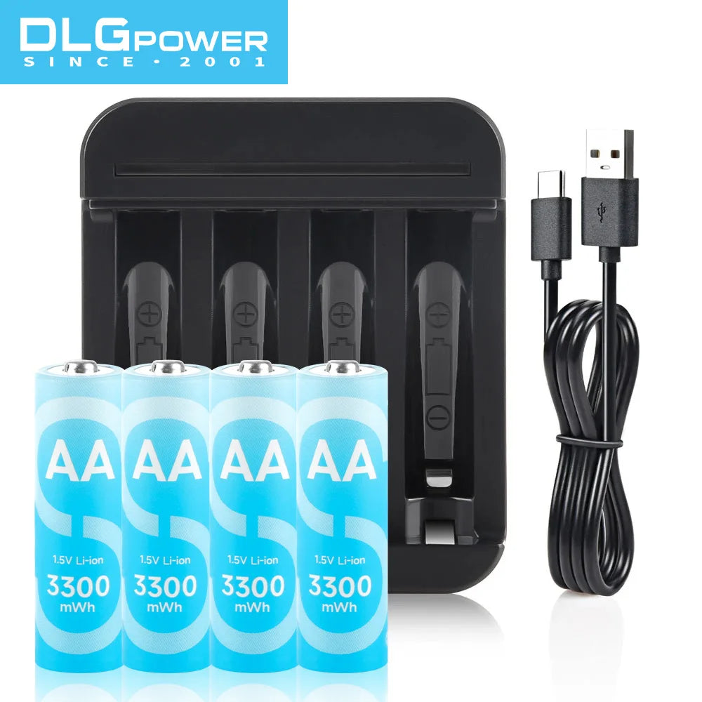 DLGpower-Batterie lithium-ion aste AA/aa, pour jouet électrique, souris sans fil, chargeur, 4/8 p12, 1,5 V, 3300mWh