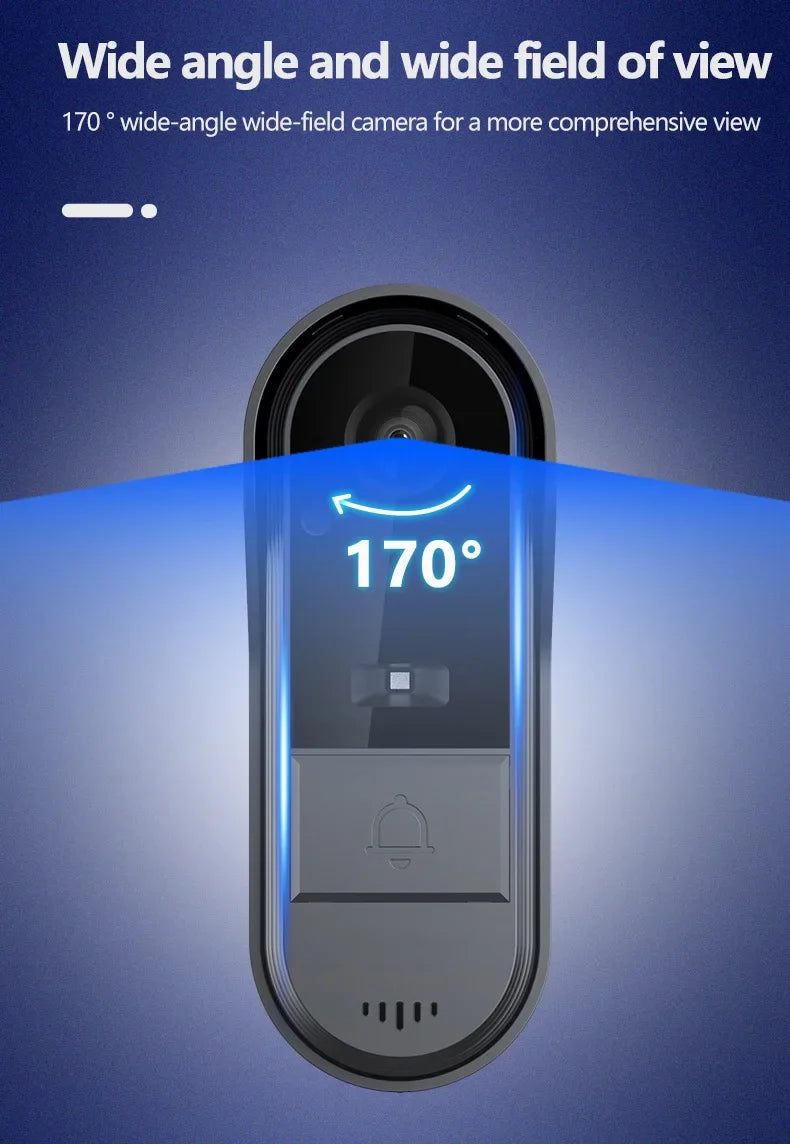 Sonnette d'interphone sans fil avec vision nocturne HD, écran IPS 4,3 pouces, caméra de sonnette visuelle étanche, sécurité domestique intelligente, vidéo par sonnette