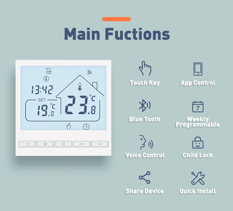Beok Tuya Thermostat de sol WIFI pour maison intelligente avec Alexa Yandex Google contrôle régulateur de température de chauffage par le sol chaud 220V