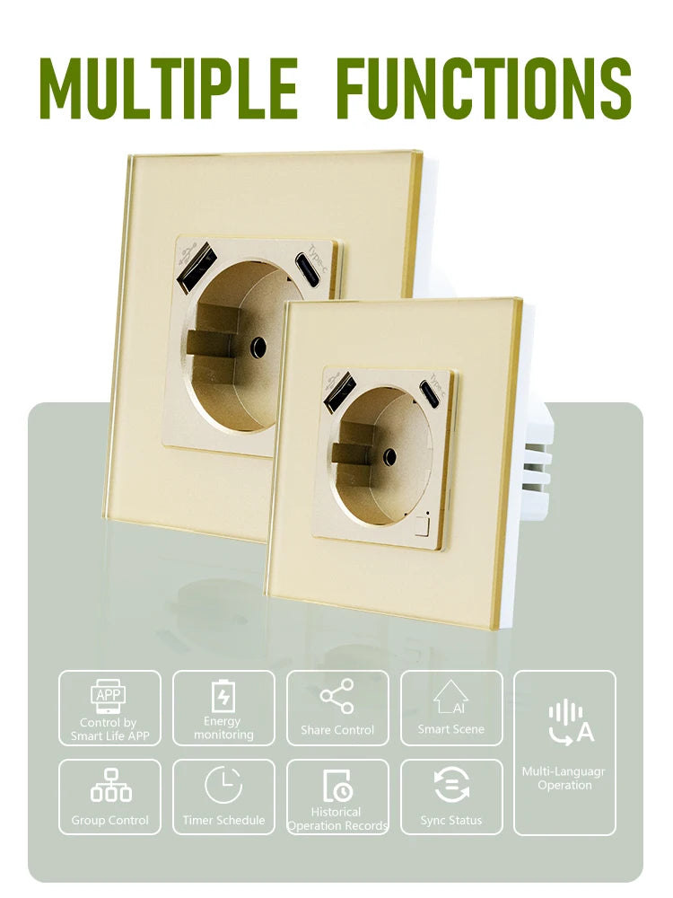 LOGEN Wifi prises intelligentes type-c USB 220V fonctionne avec Tuya vie intelligente Google Assistant Amazon Alexa Yandex Alice prise ue