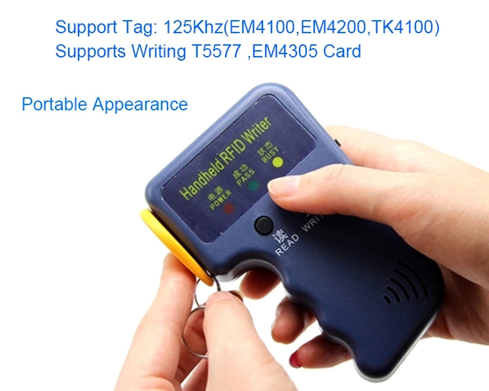 Duplicateur d'écriture portable RFID 125KHz, copie EM4305 T5577, lecture réinscriptible EM4100/TK4100, porte-clés d'identification, carte d'étiquette, expédition rapide