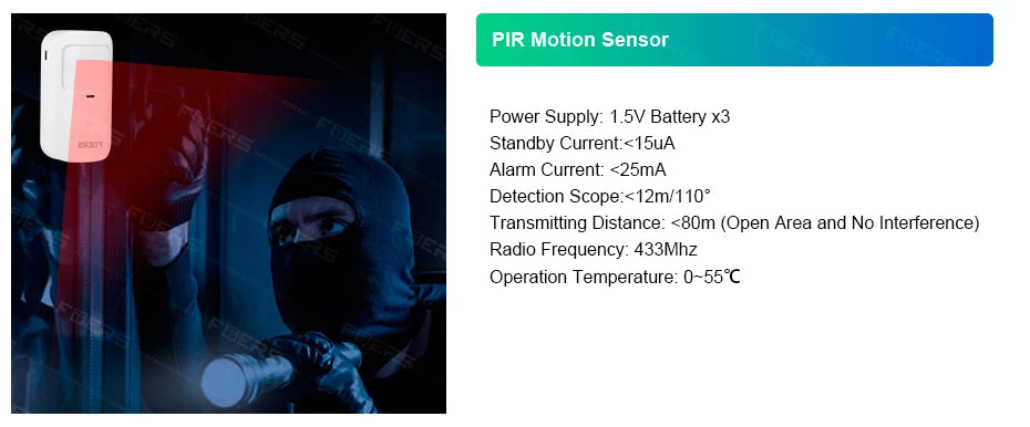 FUERS G12 Tuya WiFi GSM système d'alarme de sécurité sans fil maison affaires alarme antivol avec sirène RFID détecteur de mouvement capteur de fumée