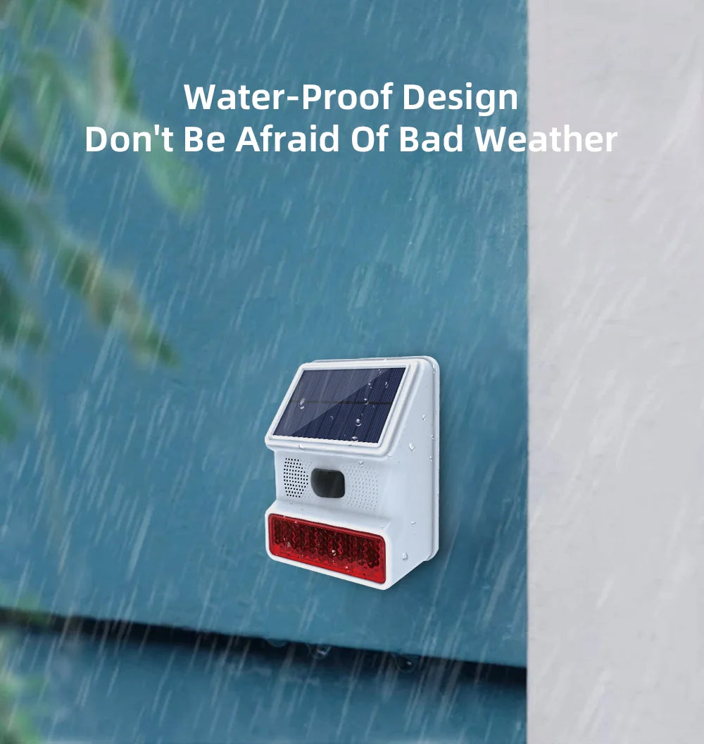 Smarsecur-Sirène Solaire Extérieure Étanche avec Lumière Clignotante LED, Système d'Alarme pour Abri de Garage Domestique, 433MHz
