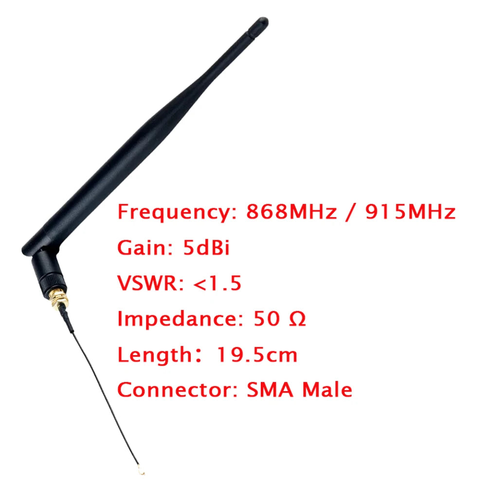 Antenne LoRa 868MHz / 915MHz 5DBi SMA mâle avec câble d'extension IPEX omnidirectionnel pour LoRa méshtastique 32 V3 LoRaWAN1/2/4 pièces