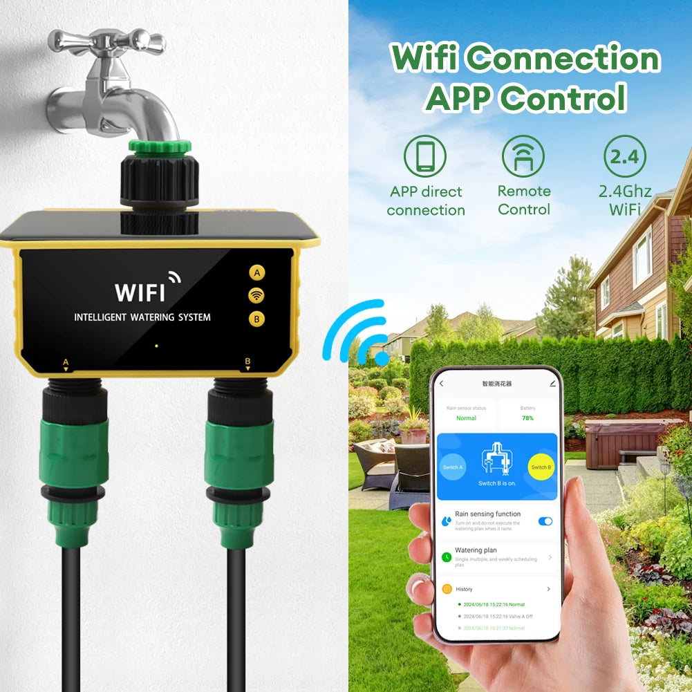 Yieryi-Minuterie d'Irrigation Solaire WIFI 1/2 Voies, Tuya/Smart Life, Valve Intelligente, Jardin Extérieur, Goutte à Goutte