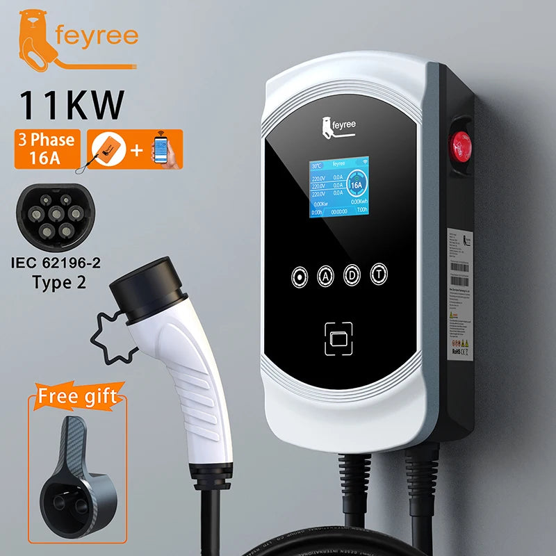 EVSE Wallbox 11KW 22KW Prise IEC62196-2 Triphasée Andrea Control pour Voiture Électrique Fey123 EV Chargeur 32A 7.6KW Vope2 Cable Car