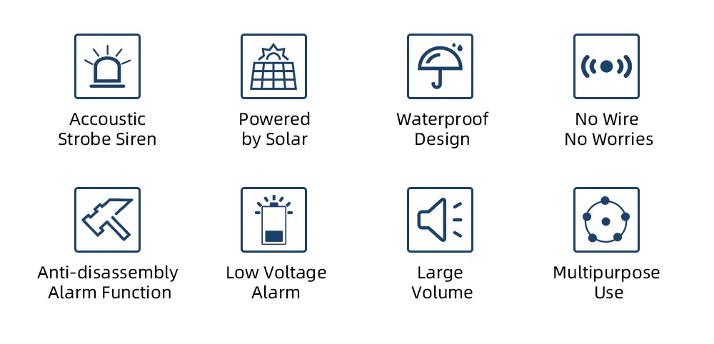 Smarsecur-Sirène Solaire Extérieure Étanche avec Lumière Clignotante LED, Système d'Alarme pour Abri de Garage Domestique, 433MHz