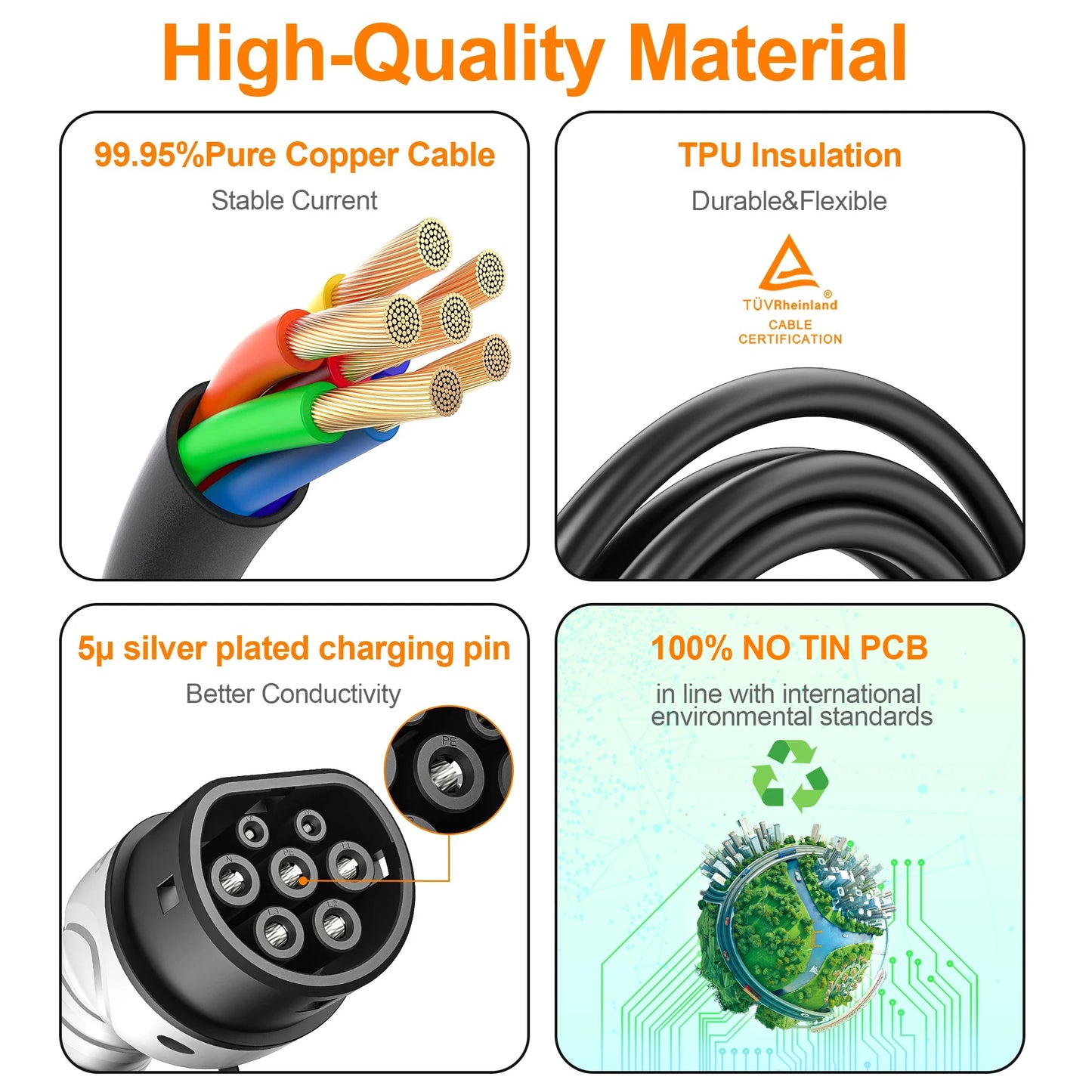EVSE Wallbox 11KW 22KW Prise IEC62196-2 Triphasée Andrea Control pour Voiture Électrique Fey123 EV Chargeur 32A 7.6KW Vope2 Cable Car