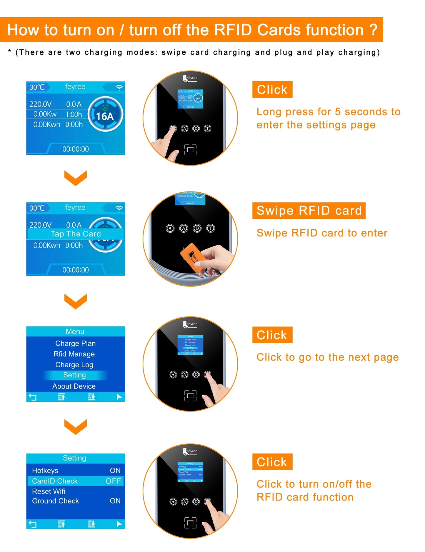 Feyree EV chargeur Type2 câble 32A 7.6kW charge dynamique blancage EVSE Wallbox APP fonction 11kW 22kW Station de charge voiture électrique