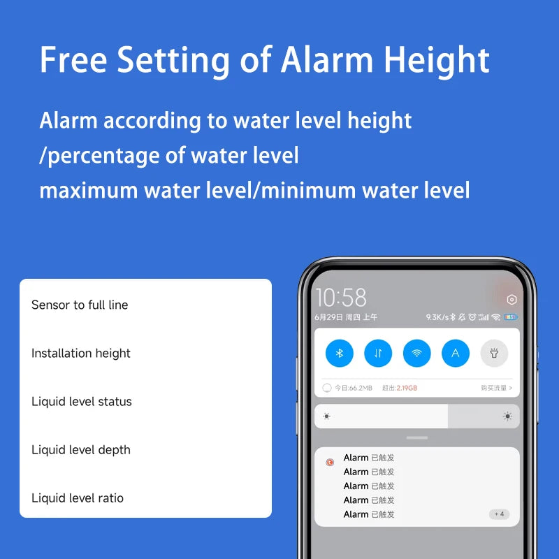 Détecteur d'application Mobile sans fil ultrasonique, capteur de niveau de liquide, d'eau, de carburant, d'huile, indicateur d'alarme, moniteur de réservoir à distance TLC2206
