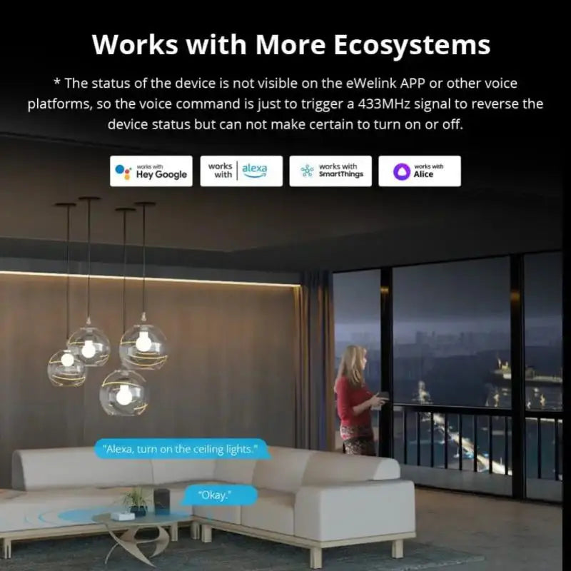 SONOFF RF Bridge R2 433MHz RF Wi-Fi passerelle sans fil scène intelligente prise en charge de la sécurité à domicile capteur DW2-RF PIR3-RF via eWeLink Alexa