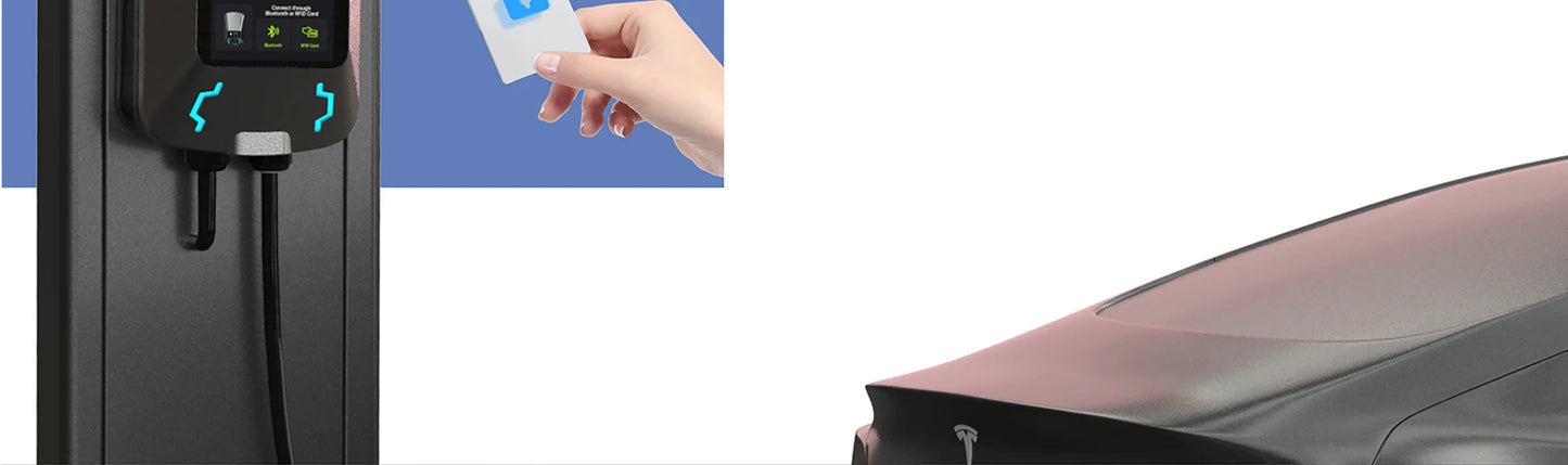 WOUEJ EV Station de charge W3 Type 2 7KW 32A 1 phase chargeur de véhicule électrique Wallbox APP commande vocale carte RFID écran LCD