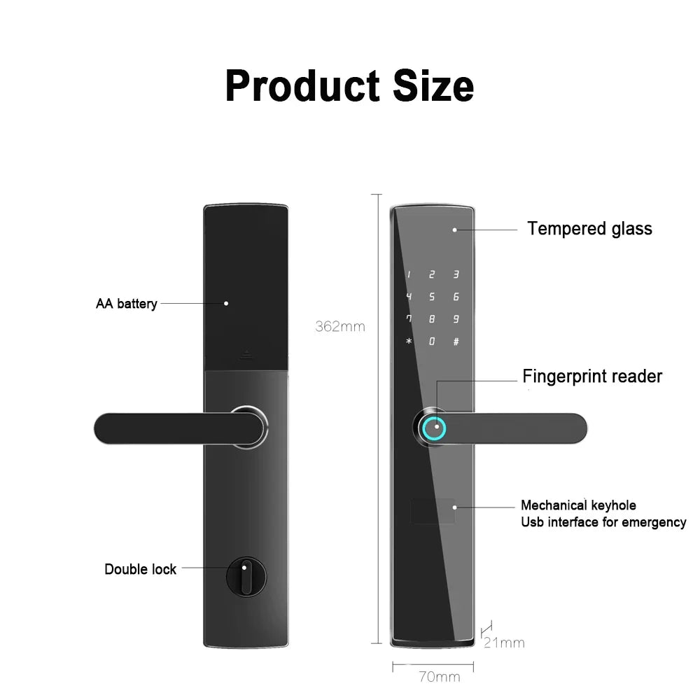 TTlock App se connecte sans passerelle serrure intelligente Wifi télécommande entrée sans clé serrure de porte à empreinte digitale numérique avec clavier