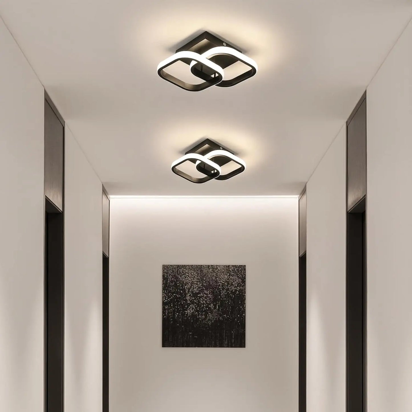 Plafonnier LED 19W, plafonnier d'intérieur moderne, lumière blanche neutre 300LM 4500K, plafonnier carré en acrylique pour couloir