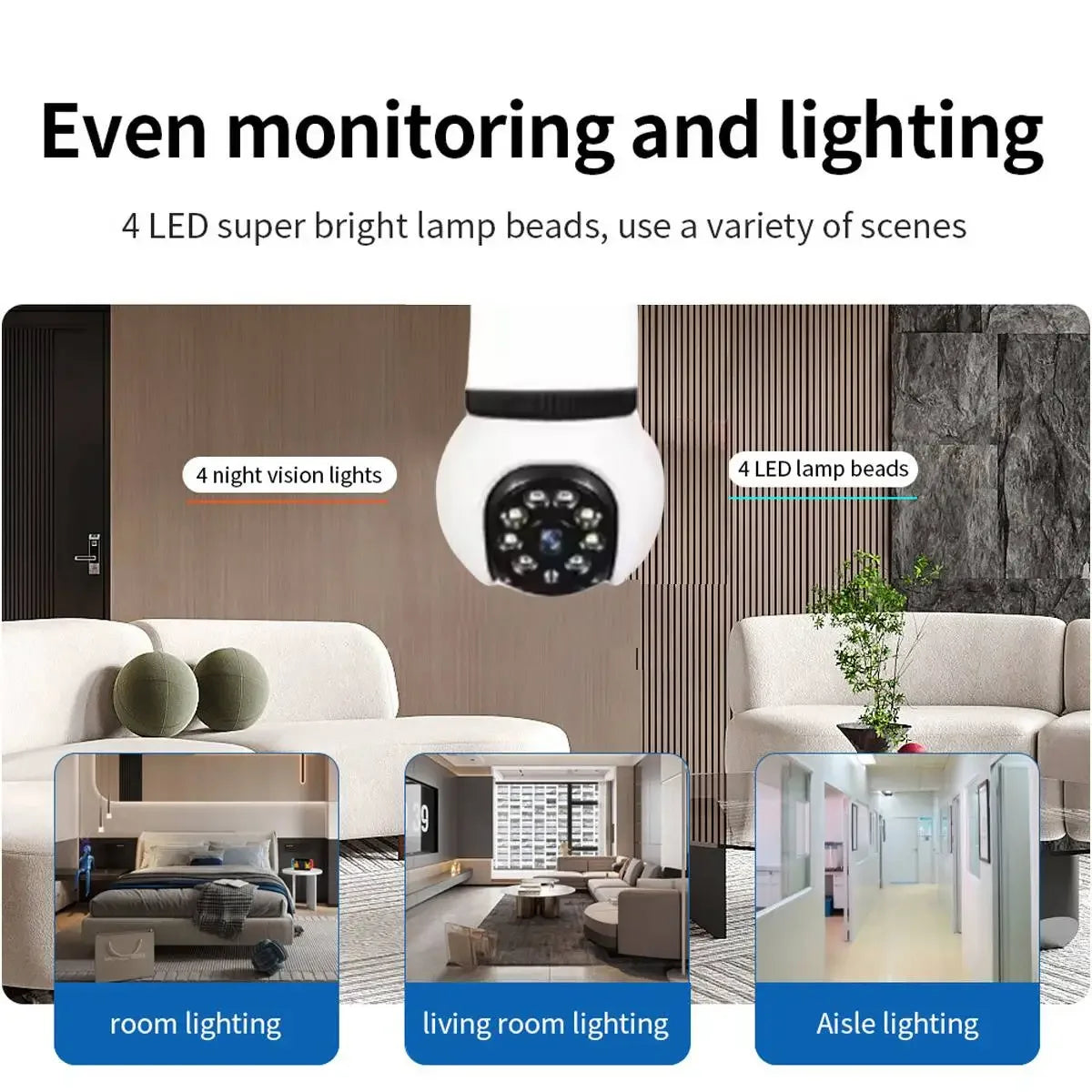 5MP lampe E27 ampoule WiFi caméra LED ampoule caméra IP intelligente surveillance PTZ 8X Zoom suivi Audio bidirectionnel Vision nocturne caméra sans fil