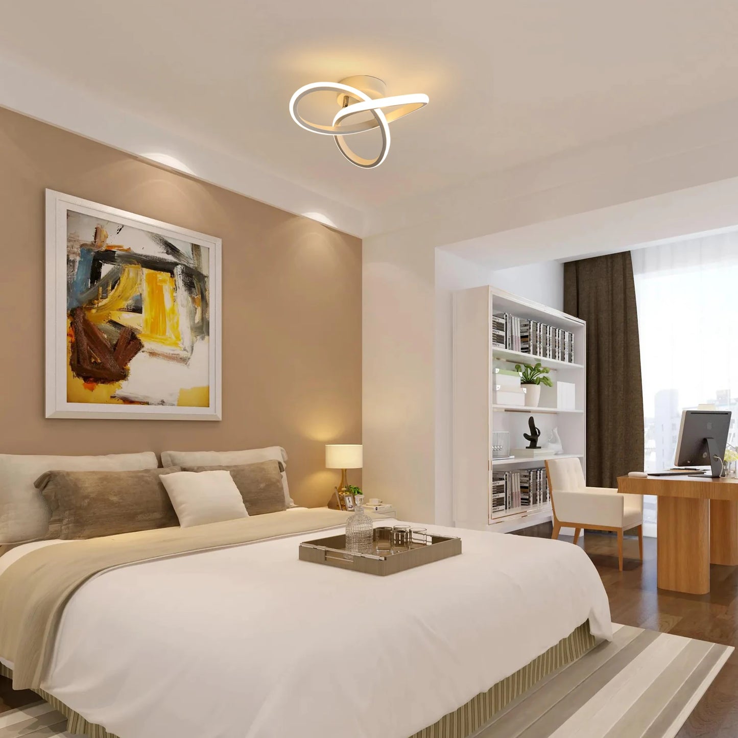 Plafonnier LED, plafonnier moderne 20W 2200LM plafonnier blanc pour cuisine, couloir, chambre à coucher, commande d'interrupteur