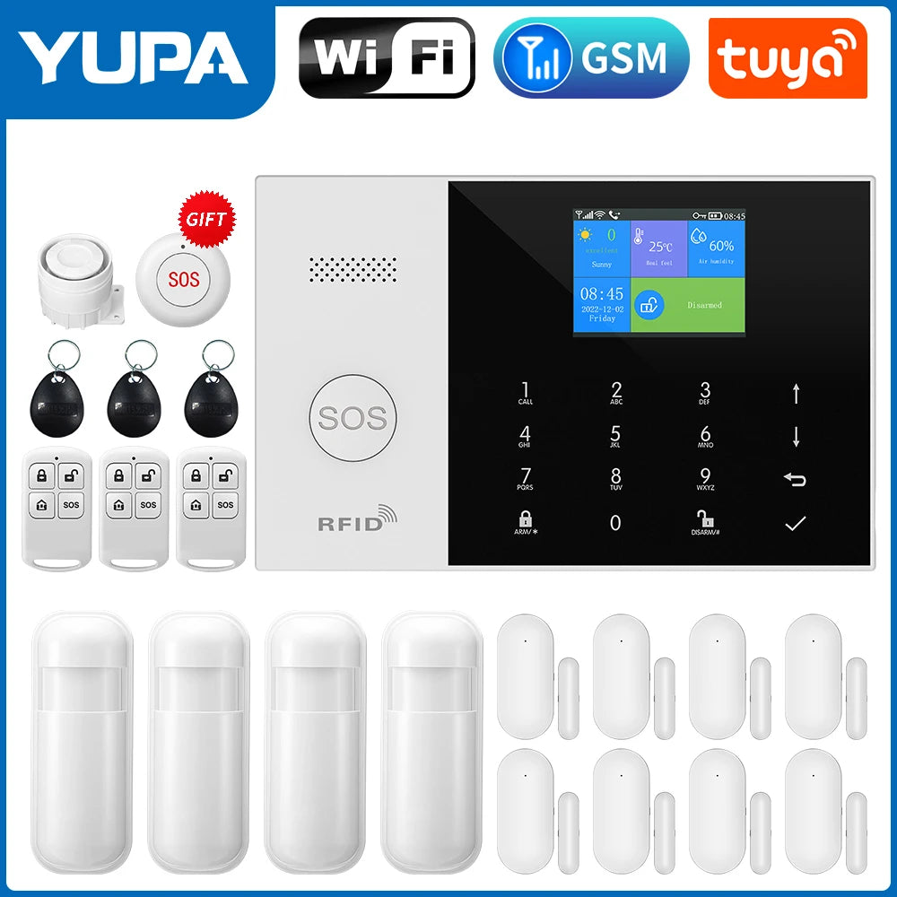 Nouveau système d'alarme domestique sans fil 2G GSM WiFi avec détecteur de mouvement alarme antivol pour Tuya SmartLife APP alarme de maison de jardin