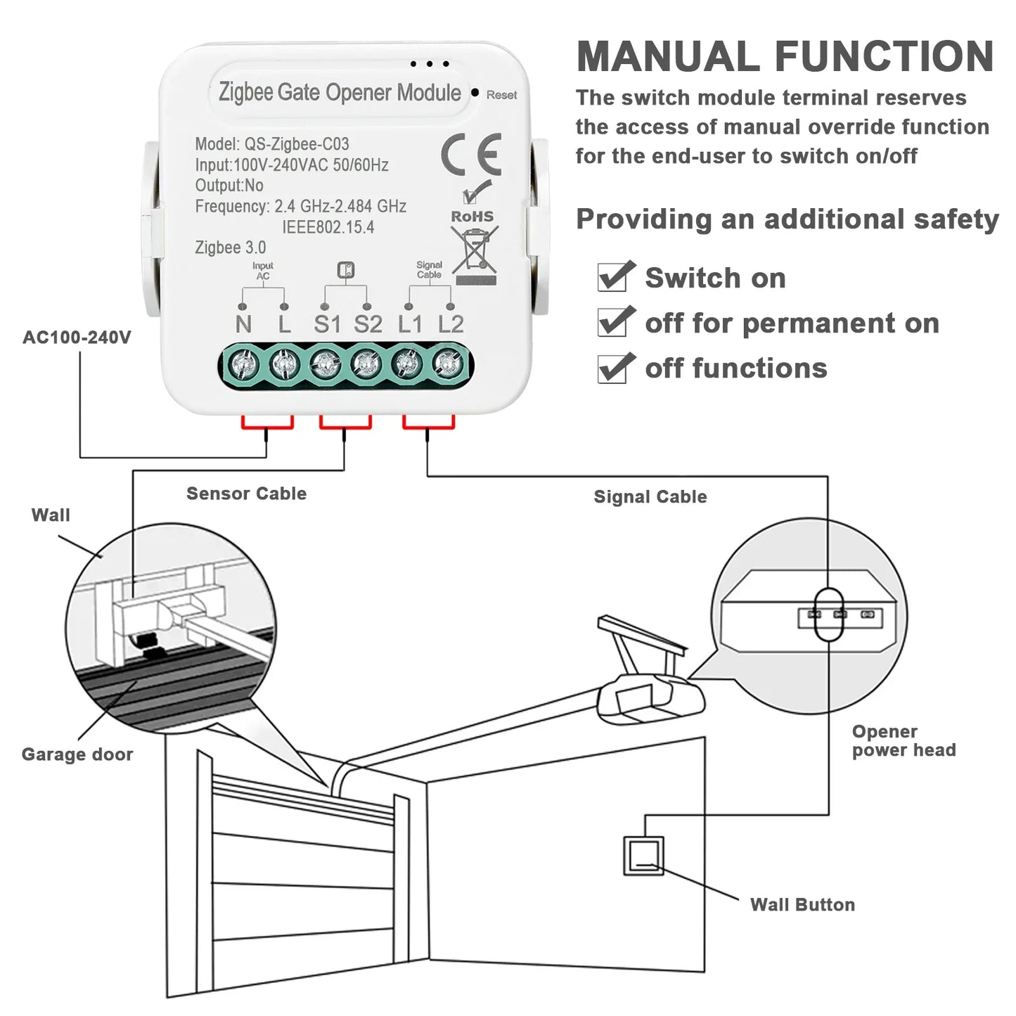 Ouvre-porte intelligent Tuya, Module de contrôleur de porte WiFi/Zigbee, Compatible avec Alexa Echo Google Home Siri