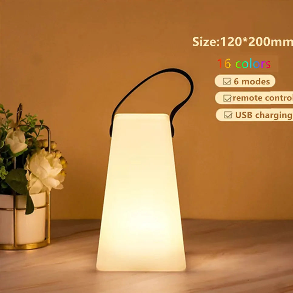Tuya-Lampe de Table Portable Intelligente, Télécommande, RVB, LED, Extérieur, Étanche, Sans Fil, Camping, USB, Veilleuse, 16 Documents