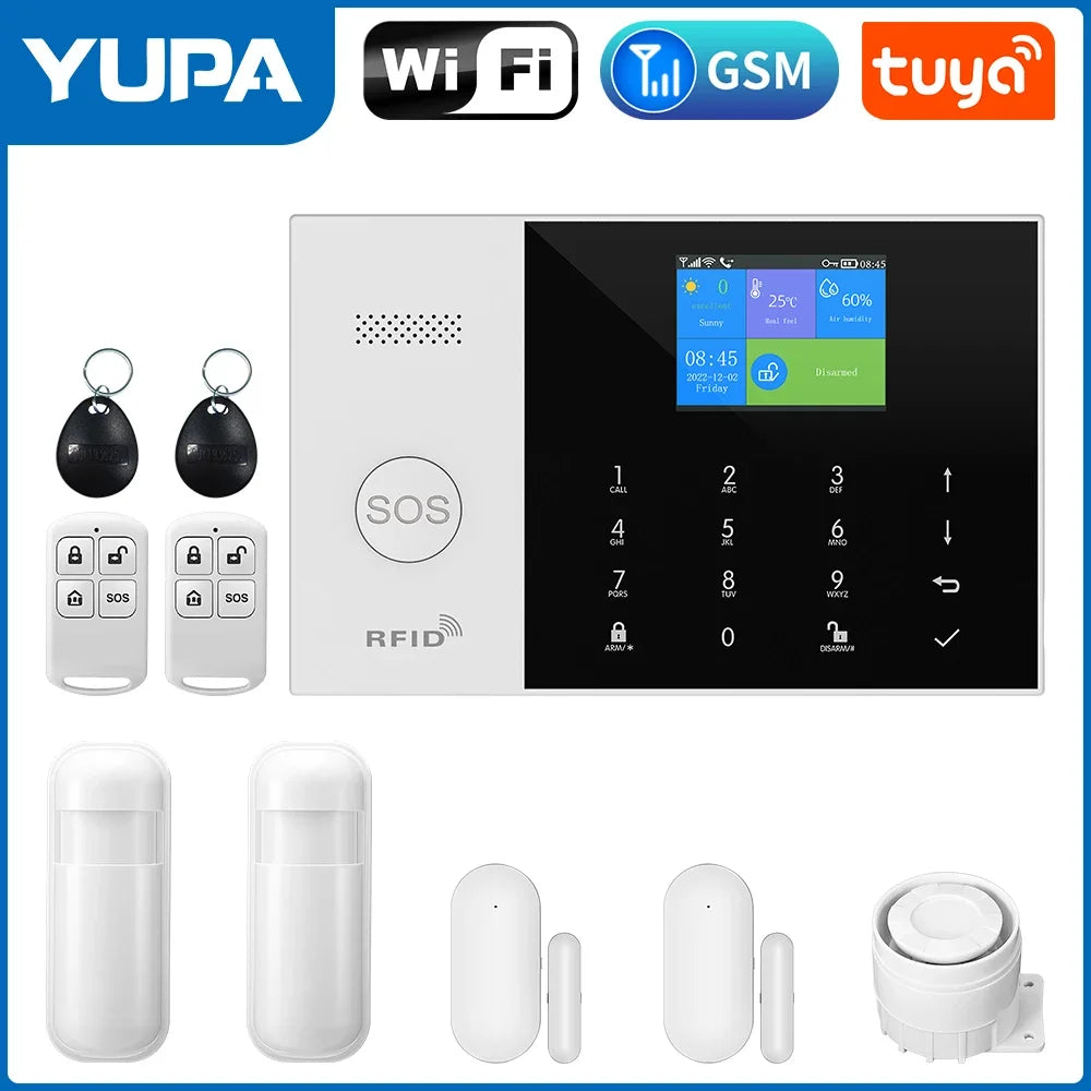 Nouveau système d'alarme domestique sans fil 2G GSM WiFi avec détecteur de mouvement alarme antivol pour Tuya SmartLife APP alarme de maison de jardin