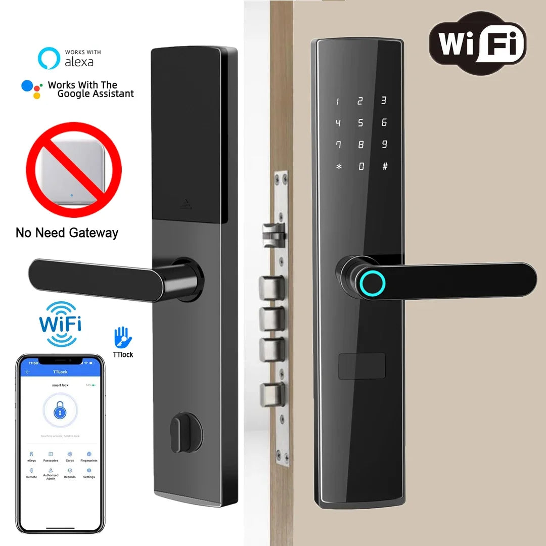 TTlock App se connecte sans passerelle serrure intelligente Wifi télécommande entrée sans clé serrure de porte à empreinte digitale numérique avec clavier