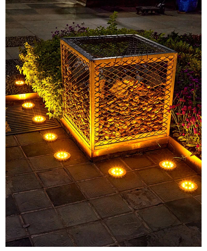 8/20LED disque solaire extérieur lumière IP65 jardin extérieur solaire lampes souterraines pont lumière enterré solaire jardin lumière décorative