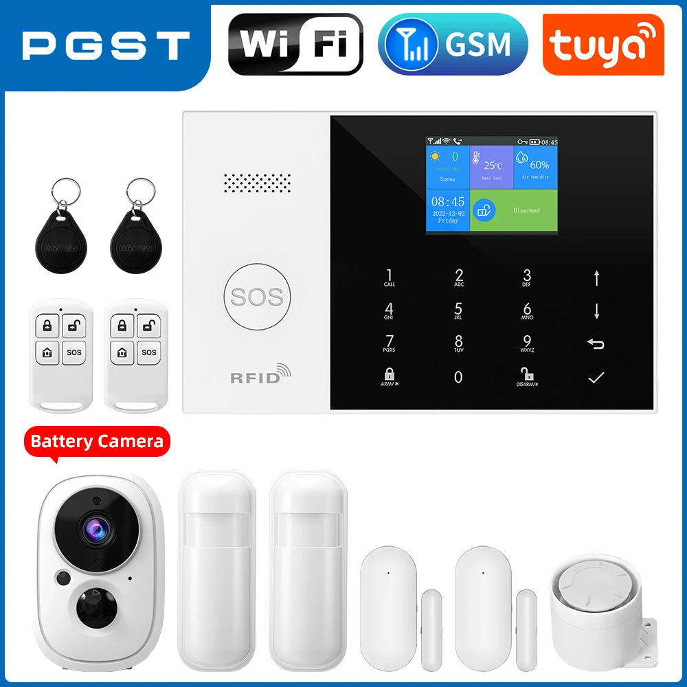 PGST résidentiel Tuya intelligent Gsm Wifi système d'alarme pour la maison sans fil alarme de sécurité maison vie intelligente App contrôle travail avec ALexa