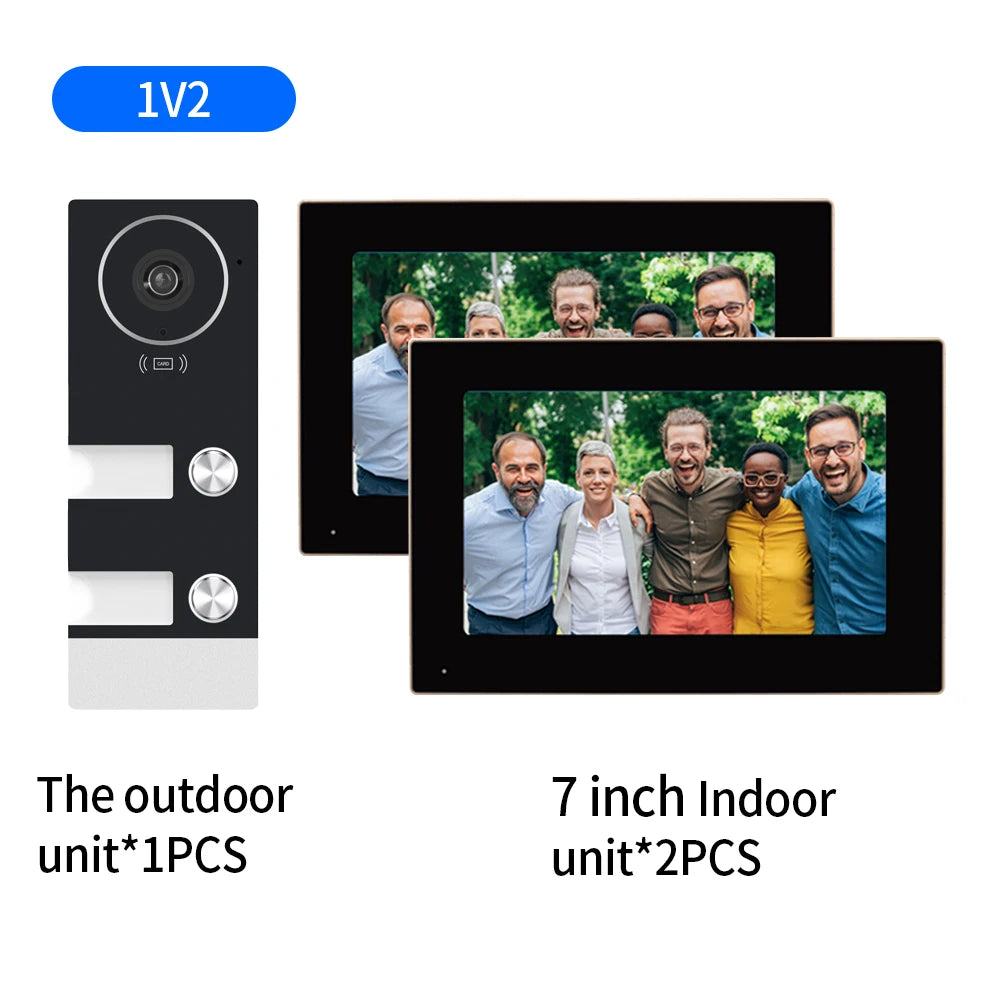 TUYA-Visiophone Multifamilial avec Écran de 3/4 Pouces, Kit d'Interphone Vidéo, Wifi, Moniteur, Cloche de Porte, Déverrouillage de Carte, Appartement, 2/7/10