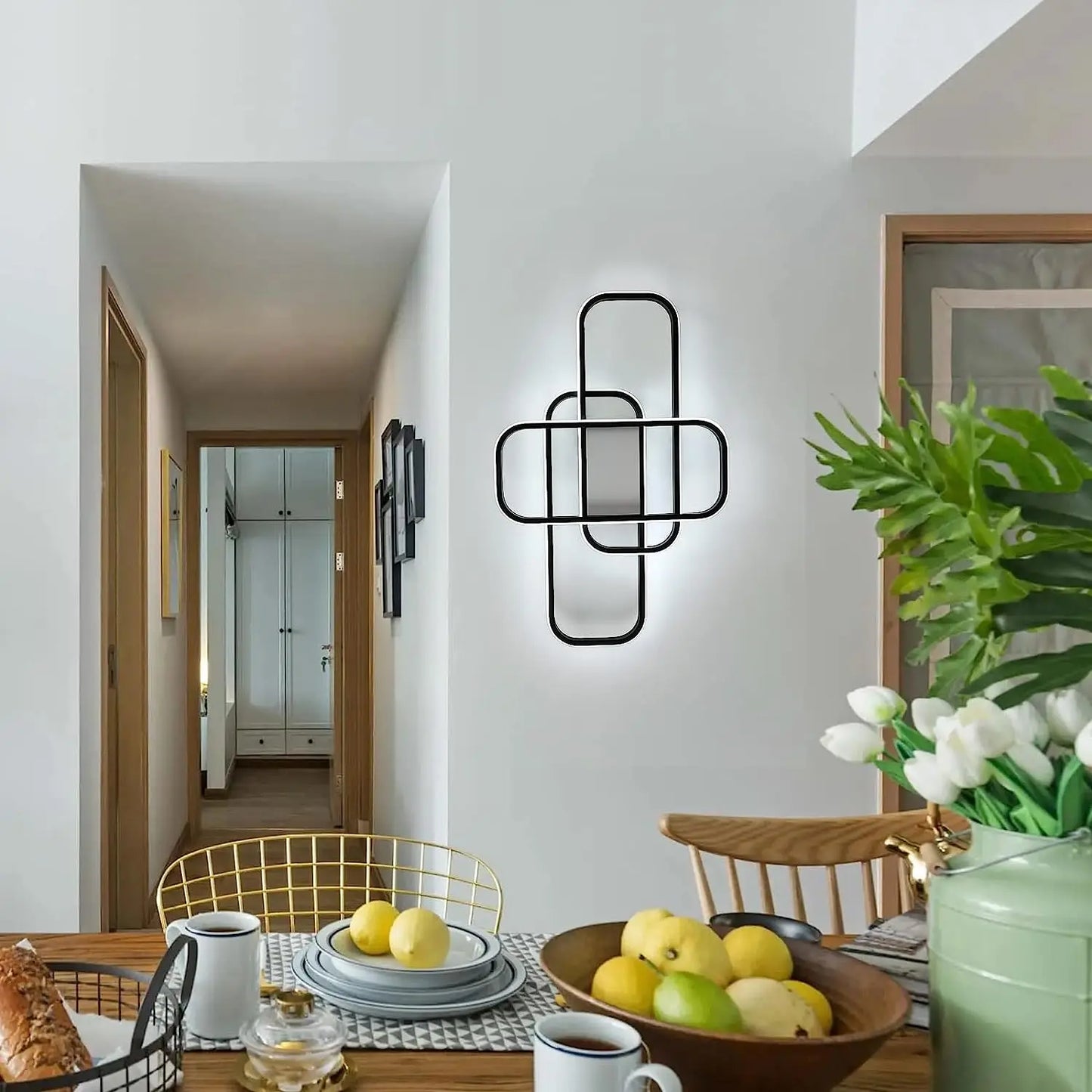 Plafonnier LED rectangulaire moderne avec télécommande, luminosité réglable, température de couleur, 44W