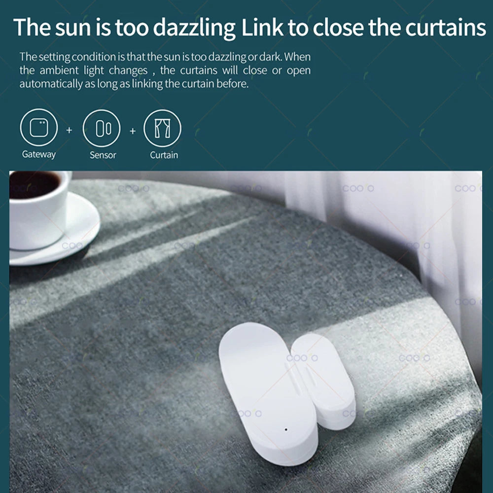 Tuya ZigBee – capteur de porte et fenêtre, détection de lumière Lux 2 en 1, alarme magnétique en temps réel, application, moniteur à distance, fonctionne avec Alexa Google