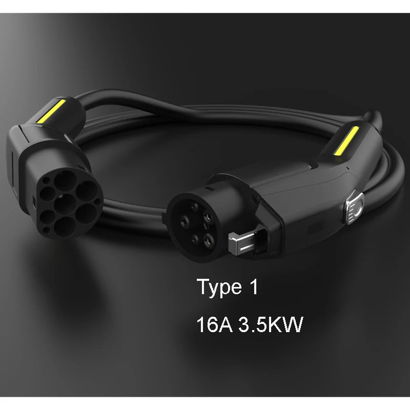 Câble de chargement de rue EV étanche pour Station Wallbox 5M 3.5KW-22KW Type 2 Type 1 Mode 3 noir