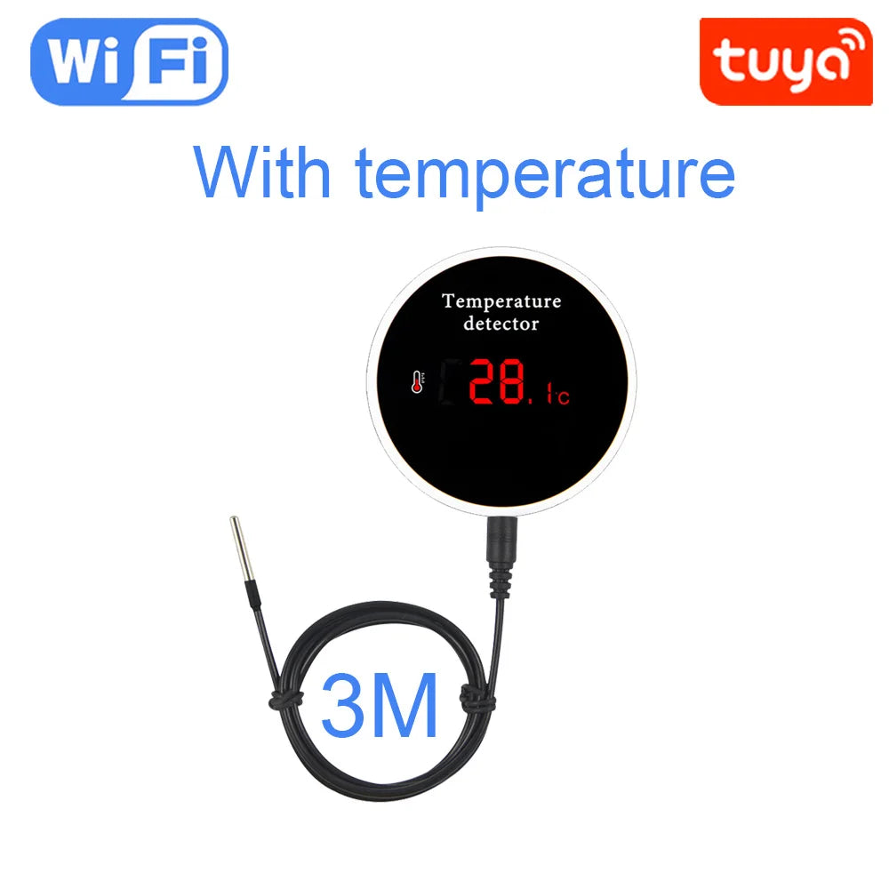 Haozee Tuya Thermomètre WIFI intelligent avec sonde de température externe Charge USB ou batterie rechargeable