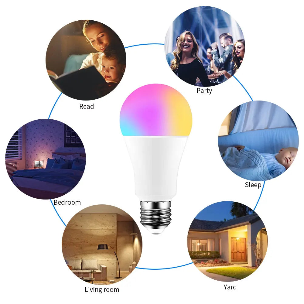 Ampoules Led intelligentes WIFI E27 TUYA/Smart Life RGB + blanc + ampoule Led chaude 220v lampe pour Yandex Alice automatisation Google Home Alexa