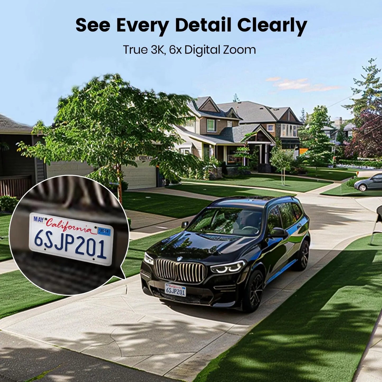 AOSU 5MP UHD WiFi Projecteur Caméra Extérieure 360 °   Vue couleur Vision nocturne Caméra de sécurité sans fil Détection PIR Audio bidirectionnel