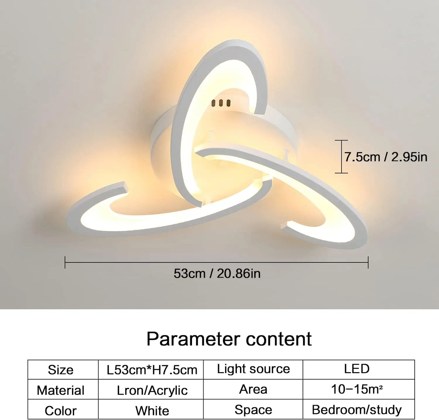 Plafonnier LED à intensité modulable avec télécommande, luminaire de plafond moderne, idéal pour une cuisine ou une chambre à coucher, 30W, 3000K-6500K