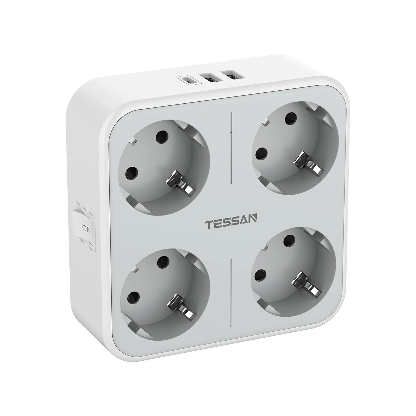 TESSAN multiprise à prises murales multiples avec 4 prises ca et 3 Ports USB adaptateur 7 en 1 protection contre les surcharges pour le bureau à domicile