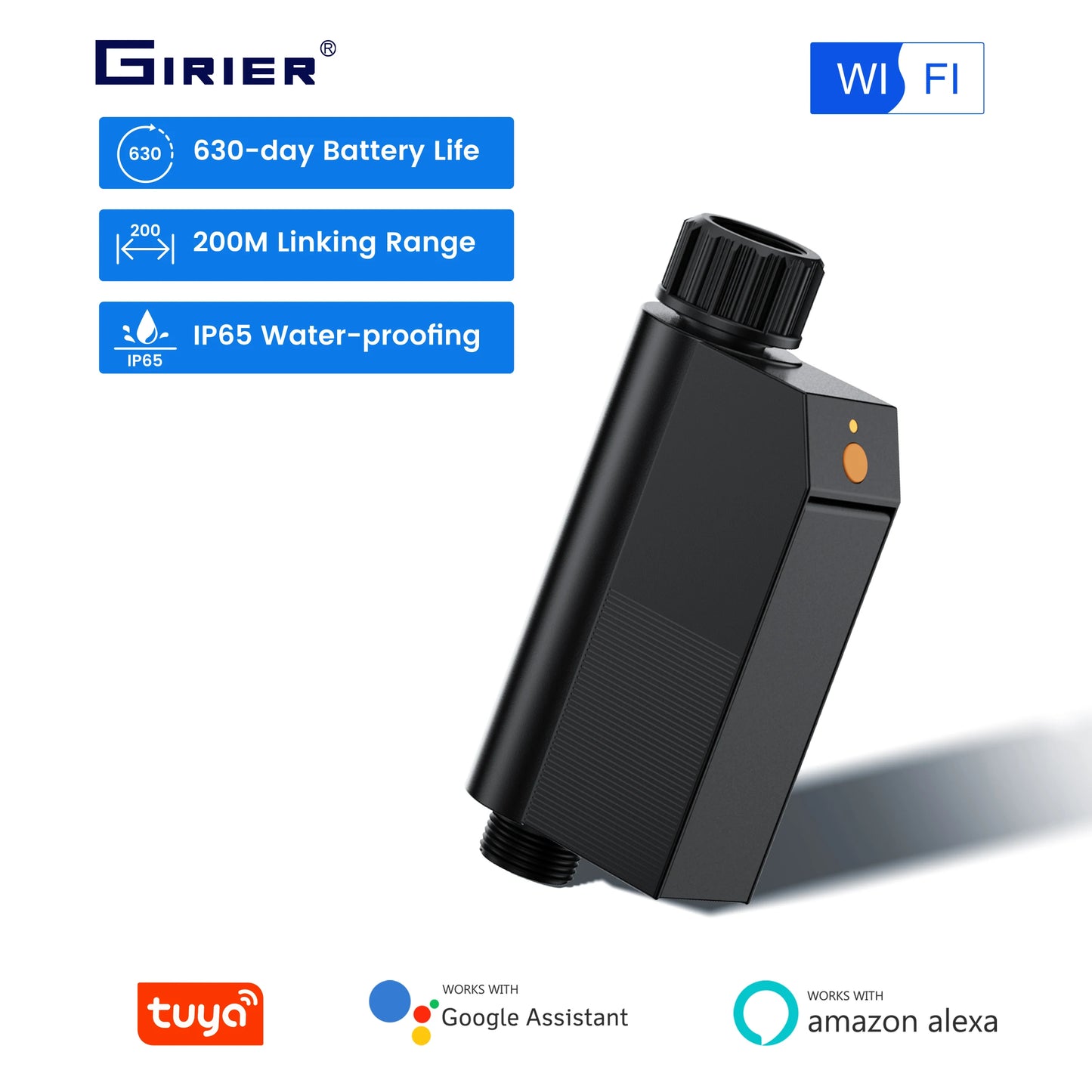 GIRIER Minuterie d'eau intelligente Minuterie d'arrosage WiFi Aucun hub requis pour l'irrigation goutte à goutte de tuyau d'arrosage fonctionne avec l'application Tuya prend en charge Alexa