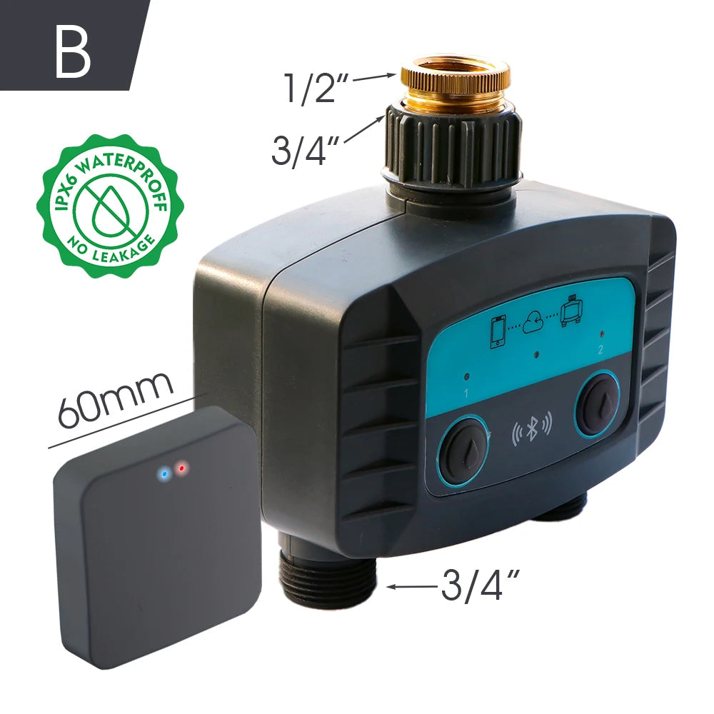 Minuterie d'arrosage intelligente, minuterie d'eau bidirectionnelle, WiFi, Bluetooth, d'argile de jardin, électrovanne intelligente, télécommande de téléphone sans fil