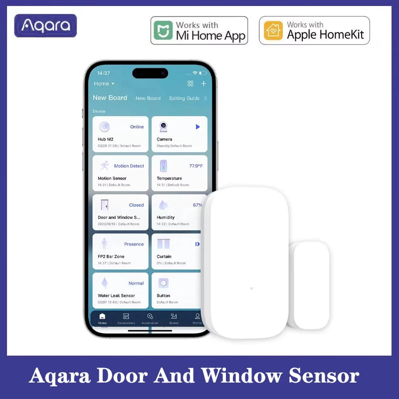 Aqara – capteur de porte et fenêtre Zigbee, Version mondiale, application pour maison intelligente, moniteur à distance sans fil, MCCGQ11LM, fonctionne avec Mi HomeKit