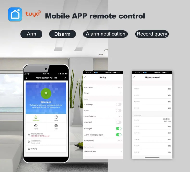 PGST résidentiel Tuya intelligent Gsm Wifi système d'alarme pour la maison sans fil alarme de sécurité maison vie intelligente App contrôle travail avec ALexa