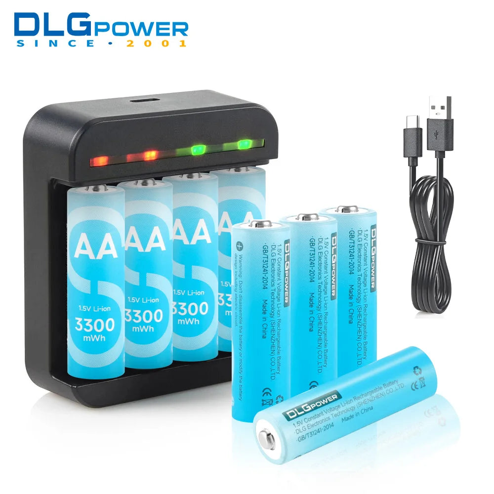DLGpower-Batterie lithium-ion aste AA/aa, pour jouet électrique, souris sans fil, chargeur, 4/8 p12, 1,5 V, 3300mWh