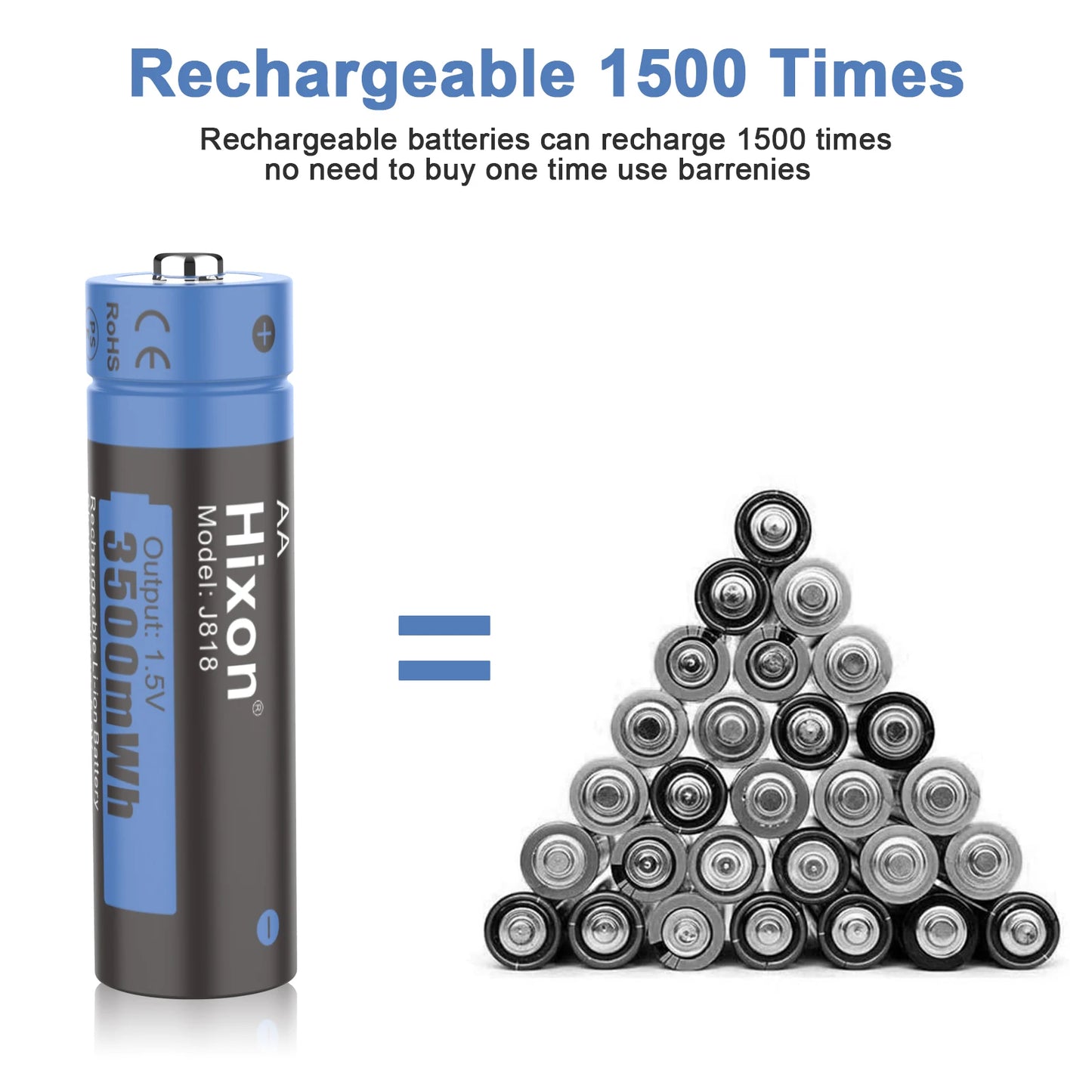 Hixon aa 1.5V Li-ion batterie Rechargeable 3500mWh 1.5V Lithium AA piles rechargeables 1.5v AA batterie pour jouet télécommandé