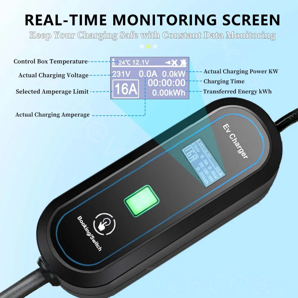 Teschev 3.5KW chargeur EV Portable Type 1 J1772 16A câble de charge GBT Wallbox EVSE Type 2 Stations de charge pour véhicule électrique